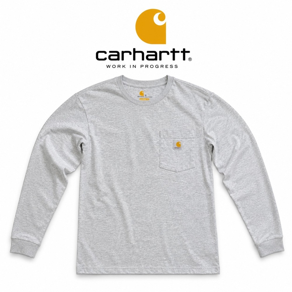 Carhartt Shirt Mens Medium Gray Long Sleeve Original Fit Pocket Workwear  K126